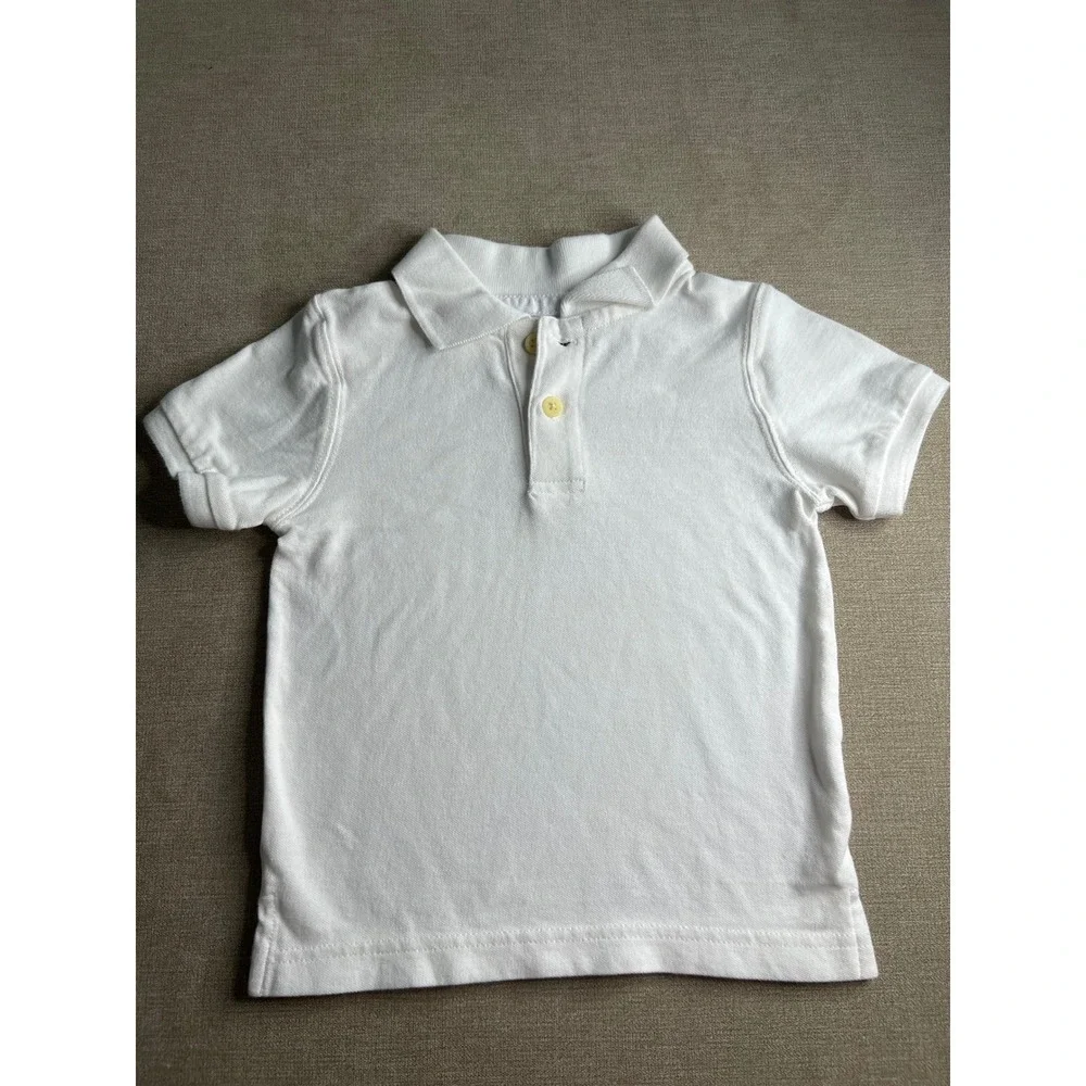 The Childrens Place Boys White Short Sleeve Cotton Pique Polo Shirt 2T 0282